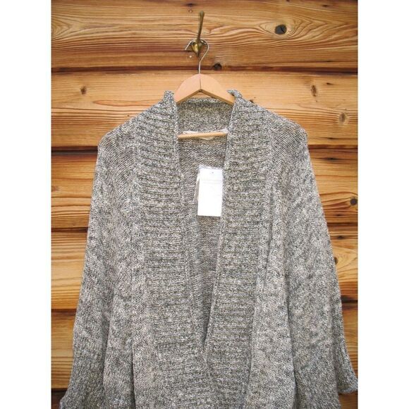 NWT SOFT SURROUNDINGS Chiang Mai Poncho Knit Sweater Gray Black Small Medium - Picture 4 of 10